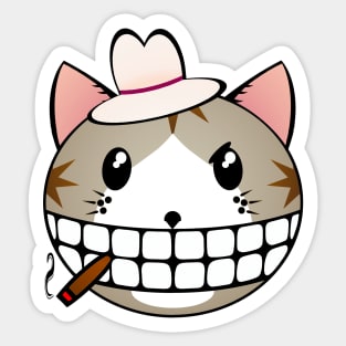 Gangster Cat - Grey Tabby Tuxie Sticker